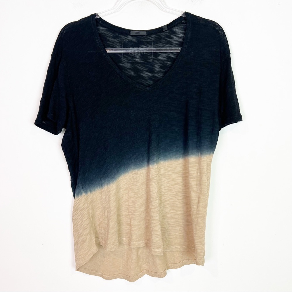 ATM Anthony Thomas Melillo Black and Tan Short Sleeve Tee